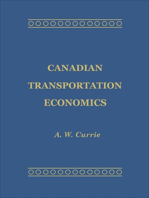 cover image of Canadian Transportation Economics